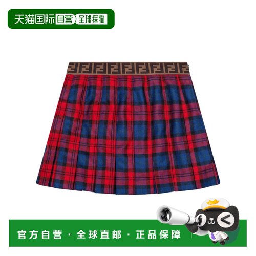 FENDI 女童连衣裙 JFE182AUKJF1SAX AW2025 红色 格纹 FF 标志百
