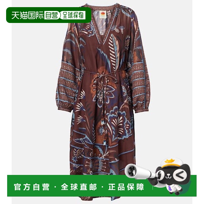 1h可退 潮奢 FARM RIO 女士 Delicate Garden 棕色印花长款连衣裙