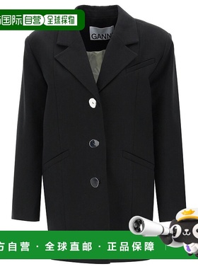 GANNI 女士夹克 F8081099 AW2023 黑色 Blazer oversize cotone