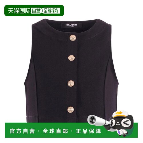 BALMAIN 女童马甲 BY5A02J0371930 SS2026 黑色 无袖上衣