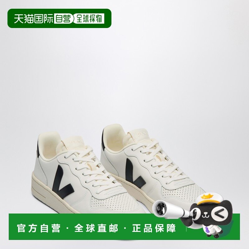 1h可退 潮奢 Veja 女士 V-10 黑色皮质运动鞋(白色) VI0220738LEW,运动鞋new,运动休闲鞋,淘宝优惠券,粉丝福利购,淘宝优惠卷