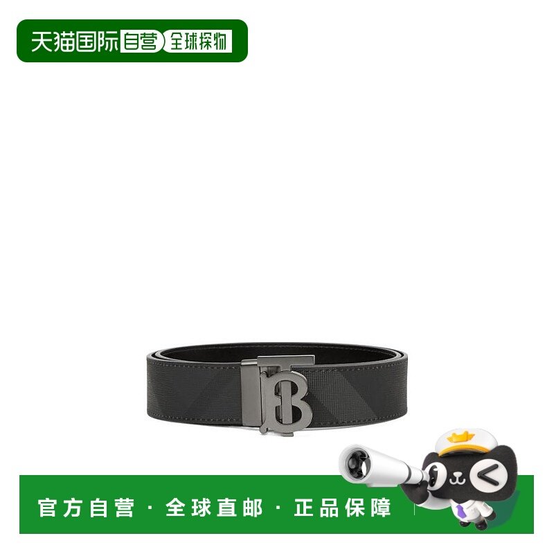 BURBERRY 男士腰带 80653391 CO 黑色 双面格纹腰带