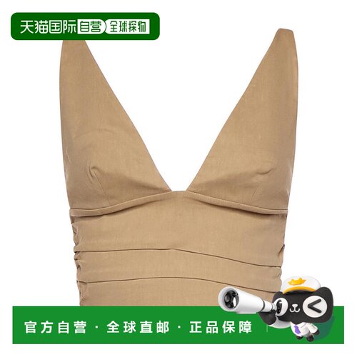 PINKO 女士背心吊带 106567A34ID41 SS2026 卡其色 Rubye Linen T