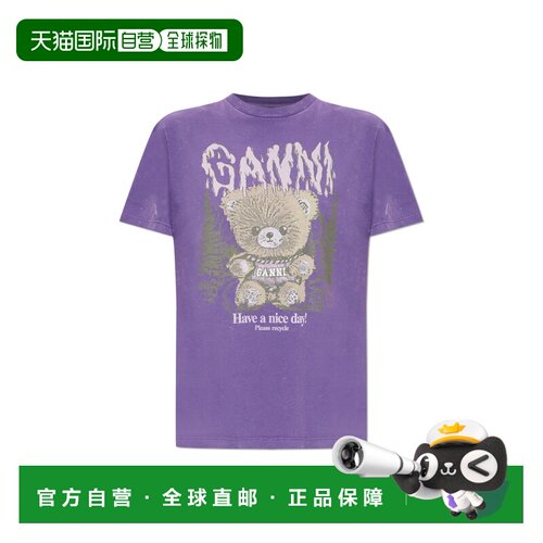 GANNI 女士T恤 A105031411039ZXL AW2026 紫色 T-shirt with a co