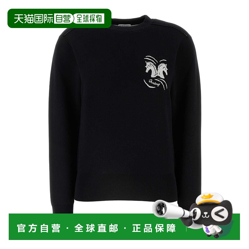 1h可退 BURBERRY 女士针织毛衣 80996181 AW2024 黑色 长袖针织衫