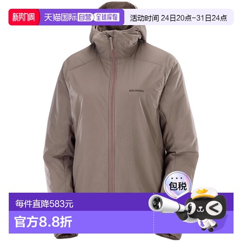 SALOMON 女士户外冲锋衣 LC2622300IRON SS2026 萨洛蒙浅棕色夹克