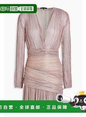 1h可退 潮奢 Maje 女士 裹式金银锦缎迷你连衣裙 MFPRO02973ROSE