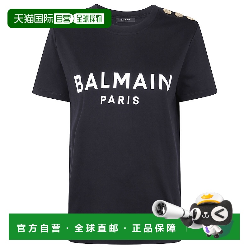 1h可退 BALMAIN 女士T恤 BF1EF005BB02097EAB AW2025 黑色