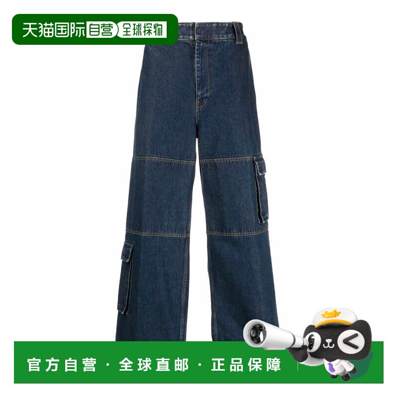 GUCCI 男士休闲裤 774082XDCS94447 AW2024 蓝色 腰带环牛仔裤