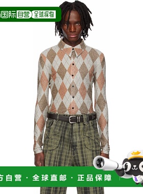 1h可退 潮奢 EGONLAB. 男士 灰色 & 棕色 Harry Print Fitted 衬