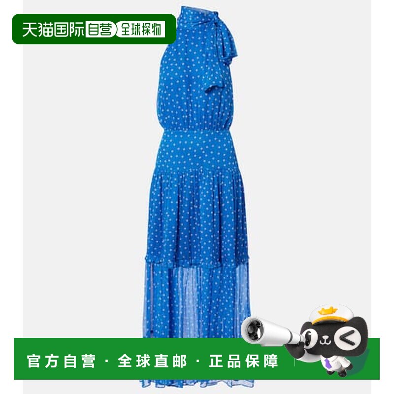 RIXO 女士 Layla 打结领波尔卡圆点中长连衣裙