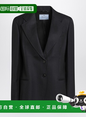 1h可退 潮奢 Prada 普拉达 女士 蓝色单排扣羊毛夹克 P545POOO16O