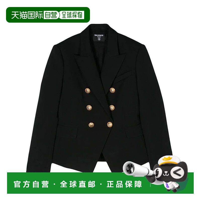 1h可退 BALMAIN 女士西服 CF1SG008WB080PA AW2024 黑色 双排扣西