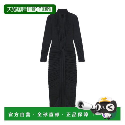 GIVENCHY 女士半身裙 BW21RG311D001 SS2024 黑色 V 领长袖连衣裙