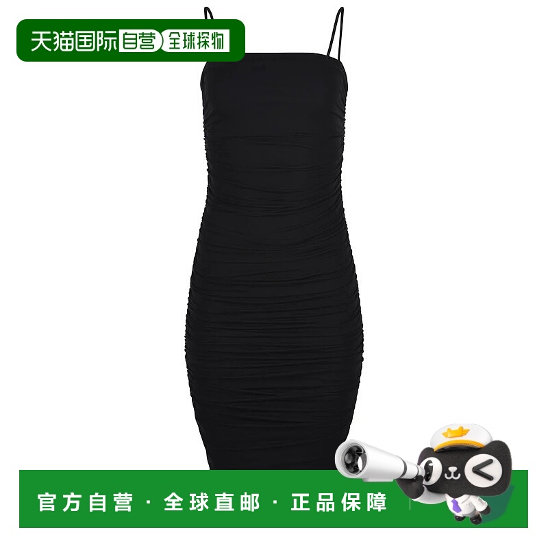 1h可退 PINKO 女士连衣裙 101960A1L0Z99 AW2024 黑色 卷褶紧身迷