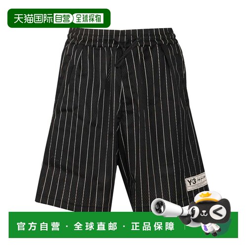 Y-3 男士 黑色 Mesh Pinstripe 休闲裤短裤 KQ9829