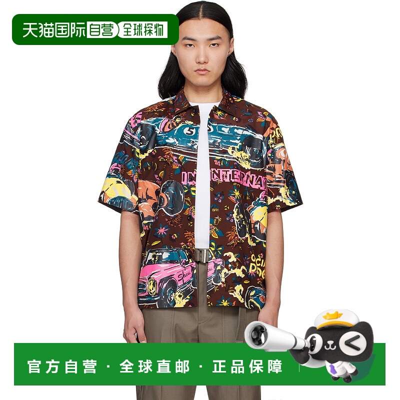 1h可退 潮奢 Sacai 男士 酒红色 Car Race Tropical Print 衬衫 2