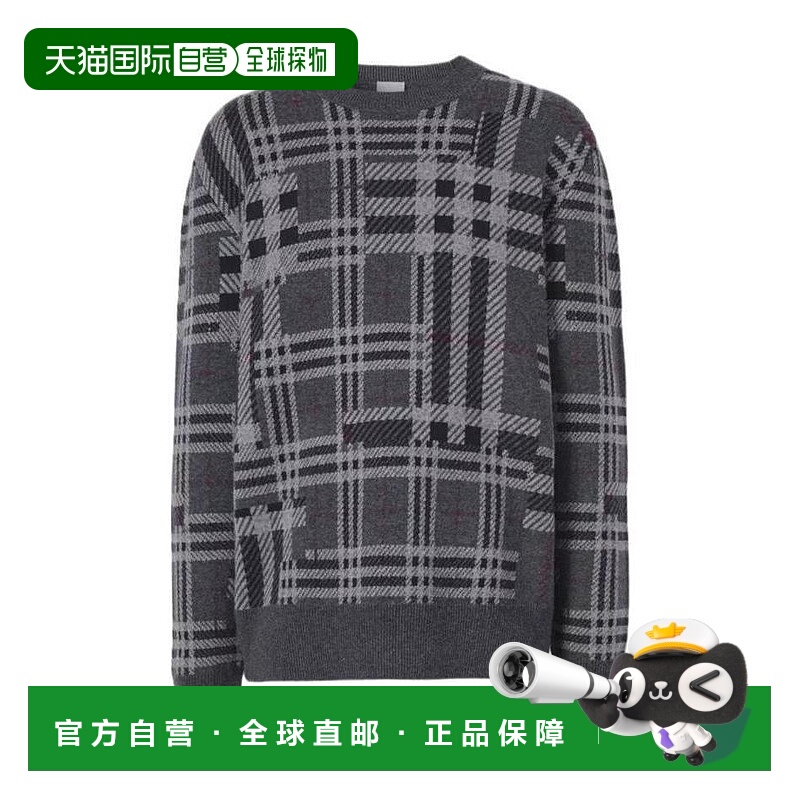 BURBERRY 男士针织毛衣 80450161 SS2022 黑色 格纹细节提花针织