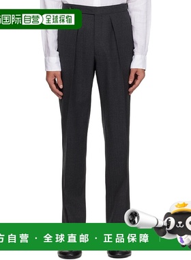 1h可退 潮奢 Drake's 男士 灰色 Tropical Wool Single Pleat 长