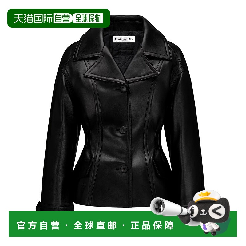 1h可退 DIOR 女士皮衣 555V09B0015X9000 AW2025 黑色 长袖皮夹克