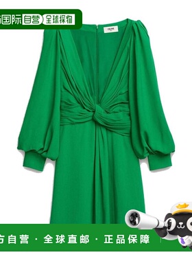 CELINE 女士连衣裙 2R294865C30RD AW2023 绿色 V领结饰长袖连衣