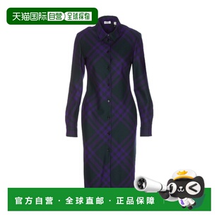 BURBERRY 女士半身裙 80767431 SS2024 黑色 格纹衬衫式连衣裙