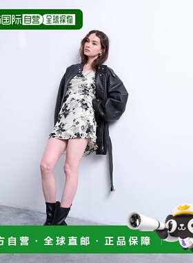 1h可退 潮奢 Topshop 女士 长袖大樽领迷你茶色花朵连衣裙(mono)