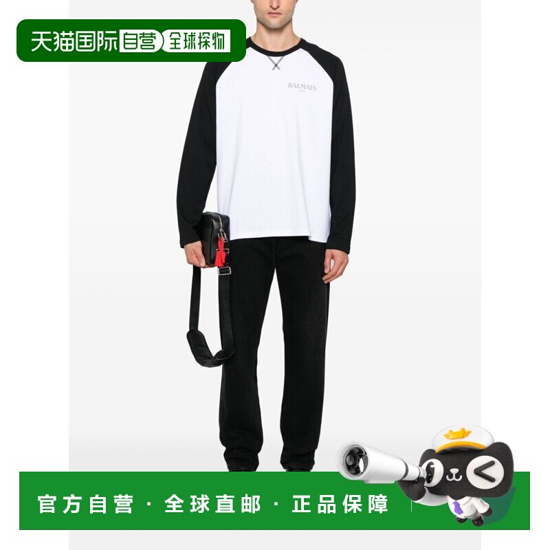 BALMAIN 男士T恤 DH0EK055GE07GAB AW2025 黑色 Cotton T-Shirt W - 实物图