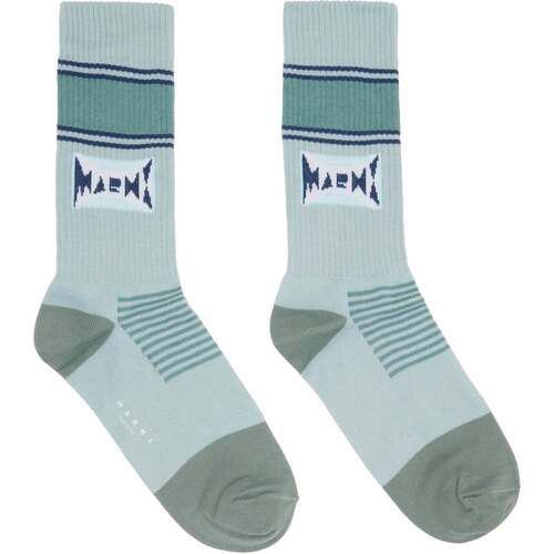 香港直邮潮奢 Marni 玛尼 男士 蓝色 Cotton Jacquard Logo 中筒