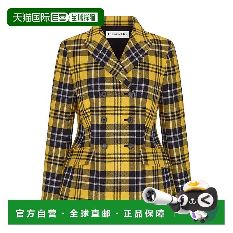 DIOR 女士西服 241V06A1065X2830 AW2022 绿色 双排扣羊毛休闲夹