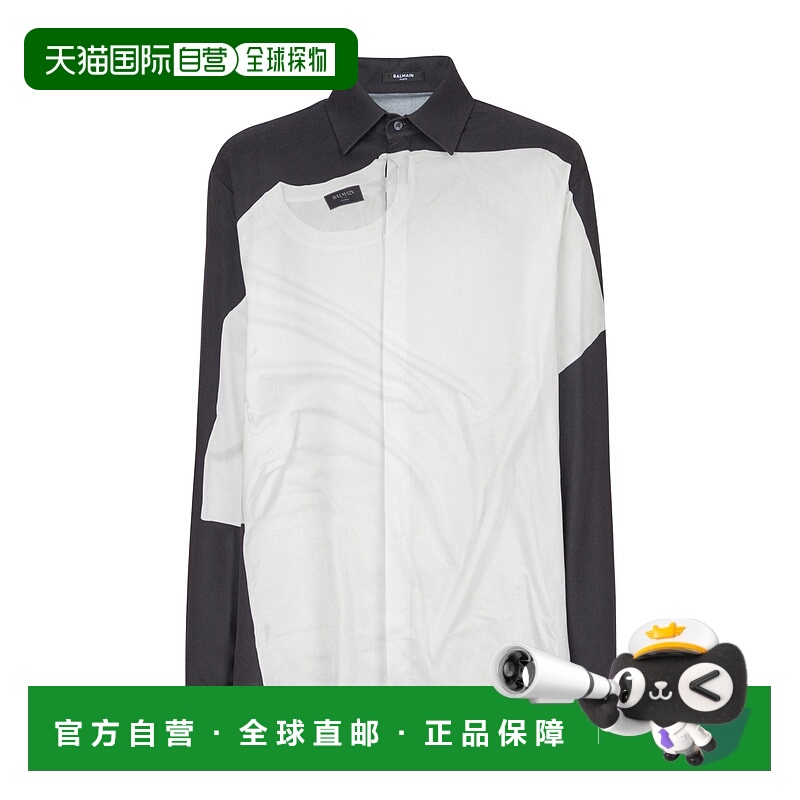 1h可退 BALMAIN 男士衬衫 EH1HS440VH55EAB SS2025 白色 长袖衬衫