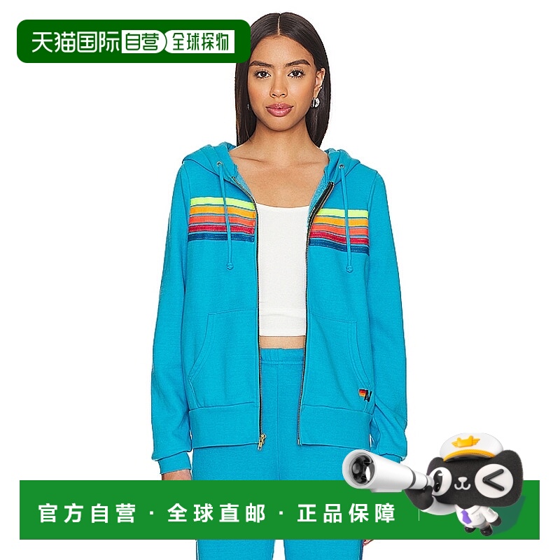 1h可退 潮奢 Aviator Nation 女士 5 条纹拉链连帽衫 HDRS5卫衣