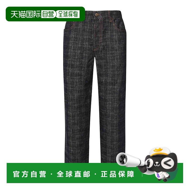 BURBERRY 男士牛仔裤 8110647 AW2025 蓝色 Check Jacquard Jeans