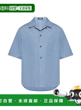 VERSACE 男士衬衫 10188431A143465UE30 SS2025 蓝色休闲风