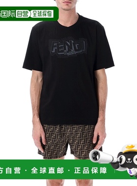FENDI 男士T恤 FY0936AW0WF0QA1 SS2026 黑色 T-SHIRT CO FENDI P