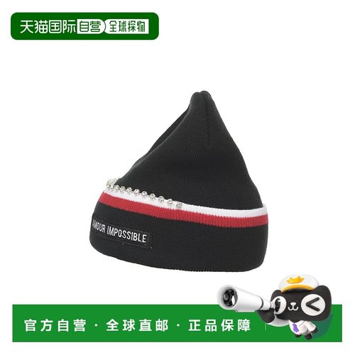 PINKO 女士帽子 3U2038Y54YZR3 AW2018 黑色 刺绣针织帽毛线帽