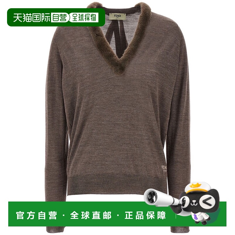 1h可退 FENDI 女士针织衫 FZXC82ATPEF1QYK SS2025 灰色 Wool And
