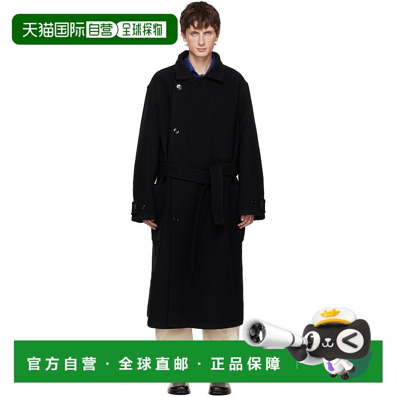 1h可退 潮奢 Lemaire 男士 黑色 Wrap 大衣 CO1037LF1116羊毛