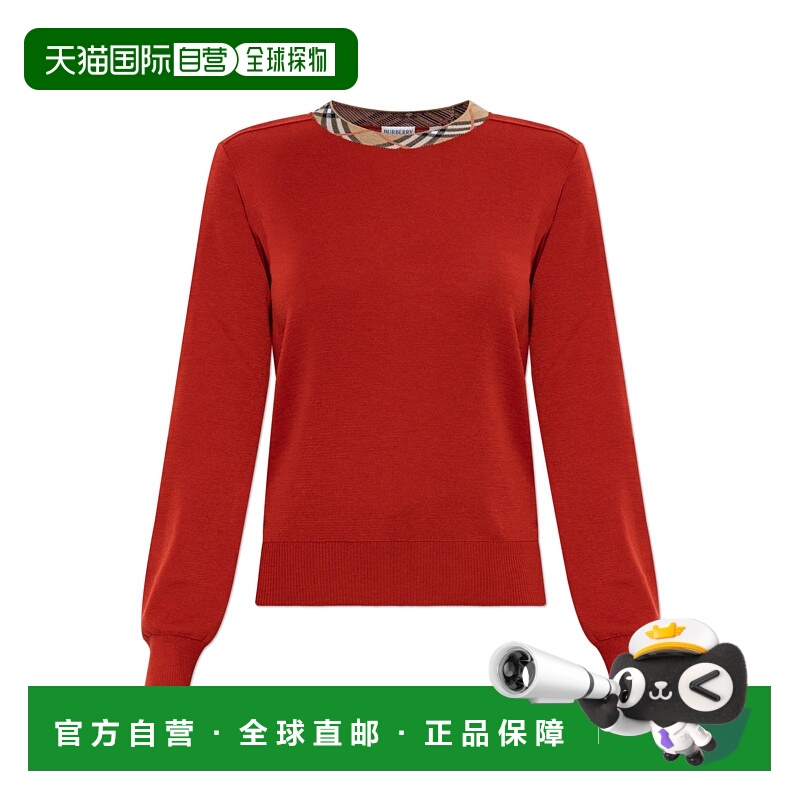1h可退 BURBERRY 女士针织衫 8113796C3472CRIMSONRED AW2025羊毛