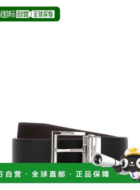 1h可退 潮奢 Prada 普拉达 男士 黑色皮革双面皮带 2CC004053F0XC