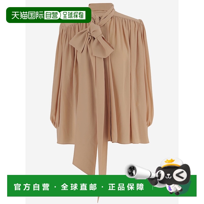 1h可退 CHLOÉ 女士衬衫 CH25WHT05005285 AW2025 浅棕色 大褶皱双