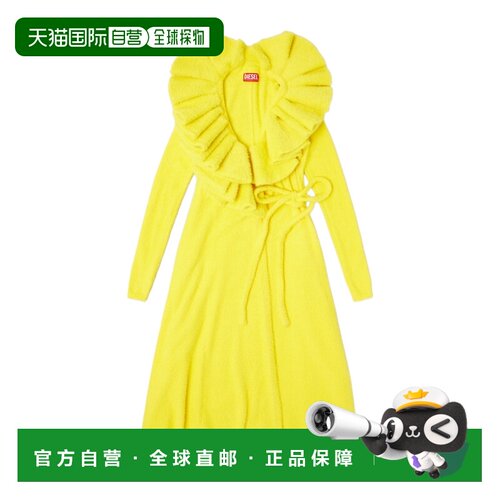 DIESEL 女士连衣裙 A214490CECX23R AW2025 黄色 蓬松波纹领中长