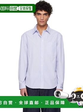 1h可退 潮奢 Burberry 巴宝莉 男士 蓝色 Riordan Script 衬衫 81