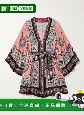 潮奢 La Doublej 女士 Magnifico 束带印花斜纹丝绸迷你连衣裙 DR