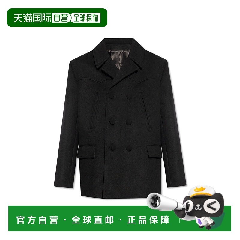 BALMAIN 男士外套 CH1UD220WB500PA SS2024 黑色 翻领长袖大衣