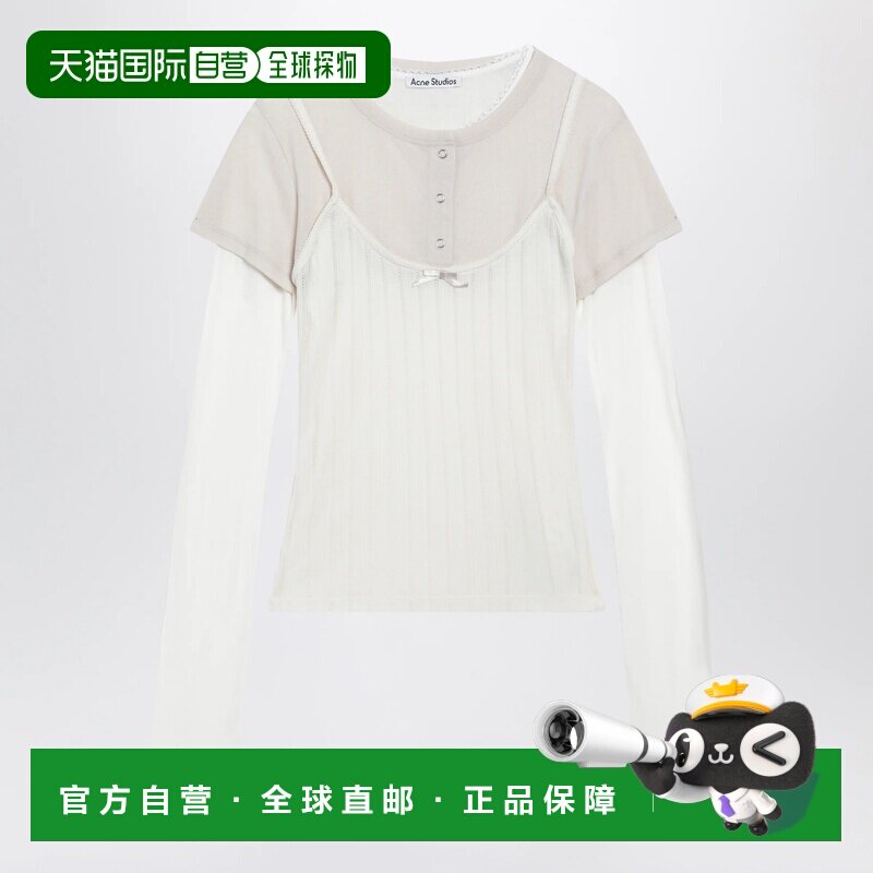 ACNE STUDIOS 女士T恤 AL0556CO6D8 AW2026 白色 Layered jersey - 实物图