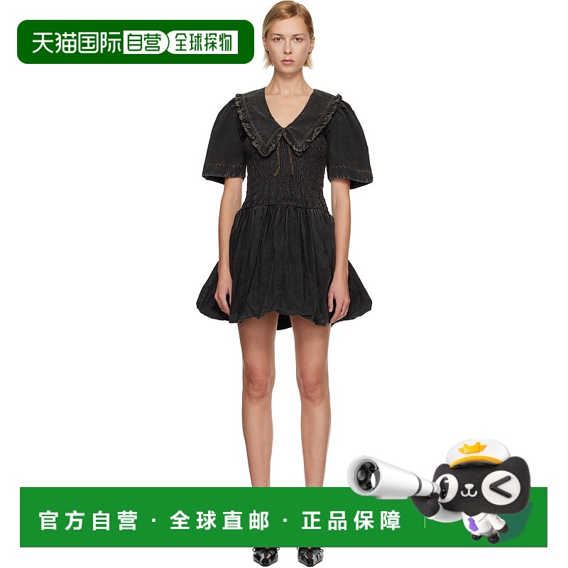 1h可退 潮奢 GANNI 甘尼 女士 黑色 Washed Smock 连衣裙 W0680