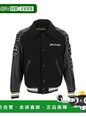 1h可退 潮奢 GOLDEN GOOSE 男士 黑色贴饰棒球夹克 GMP01296P0009