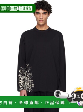 1h可退 潮奢 Y-3 男士 黑色 GFX 长袖 T 恤 KR2239