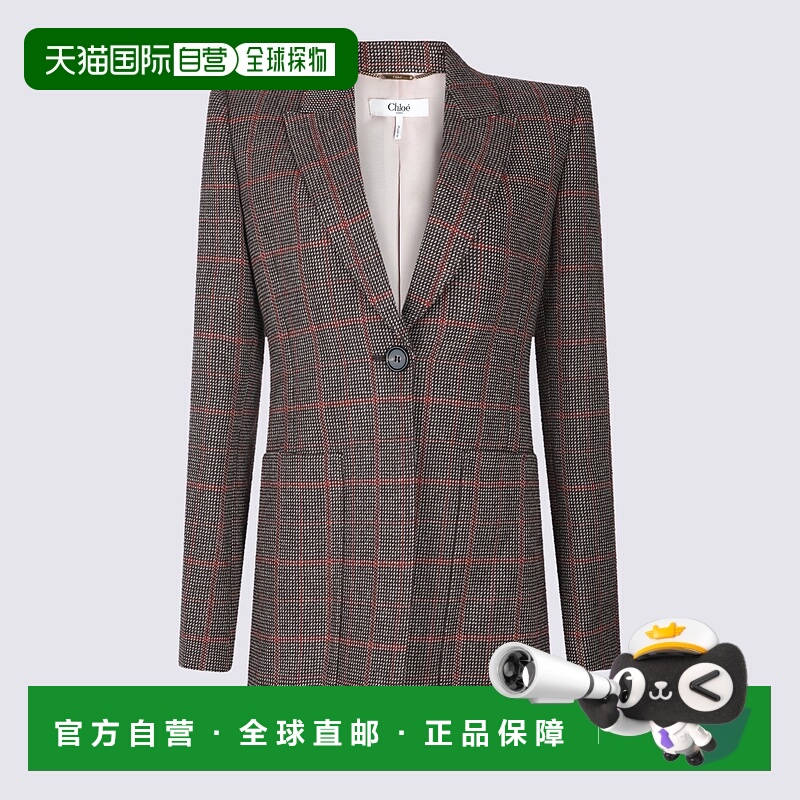 1h可退 CHLOÉ 女士西服 CH25AVE5309793C AW2025 棕色 Plaid patt
